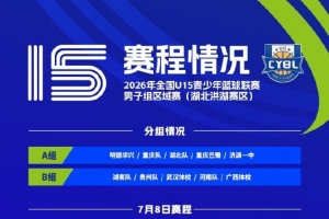 全国U15青少年篮球联赛男子组湖北洪湖赛区将于7月8日至13日举行